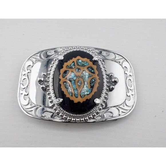 Vintage Western Turquoise‎ Mosaic Belt Buckle - Picture 5 of 5